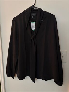 Black Label Black Bow-Tie Blouse